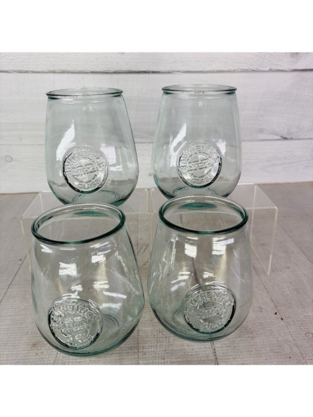 San Miguel Authentic 100% Recycled Glass Stemless 24oz Wine Water Glasses Set 4 - Picture 2 of 16